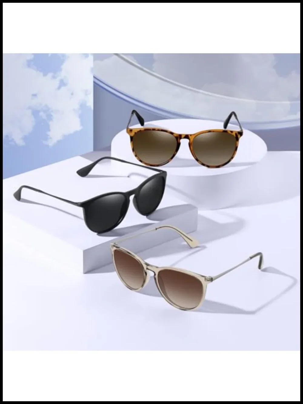 Retro Round Polarized Sunglasses with UV Protection, Lightweight &